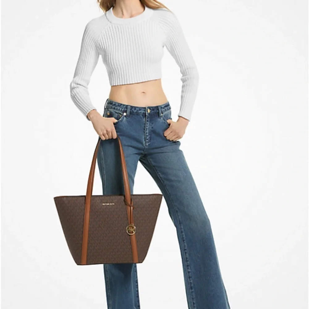 Michael Kors Pratt Large Signature Logo Tote Shoulder Bag Brown